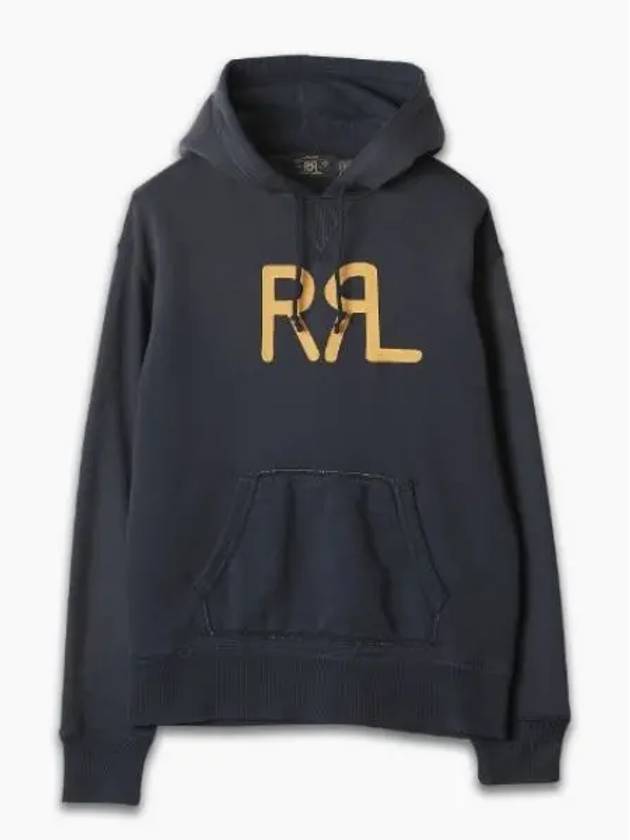 RRL Logo Print Pullover Hoodie Navy - POLO RALPH LAUREN - BALAAN 2