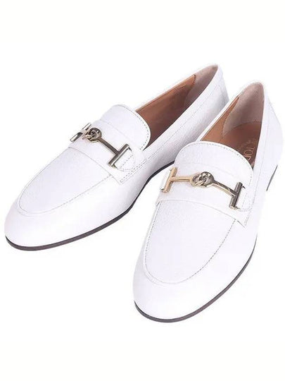 Women's Double T Logo Leather Loafers White - TOD'S - BALAAN 2