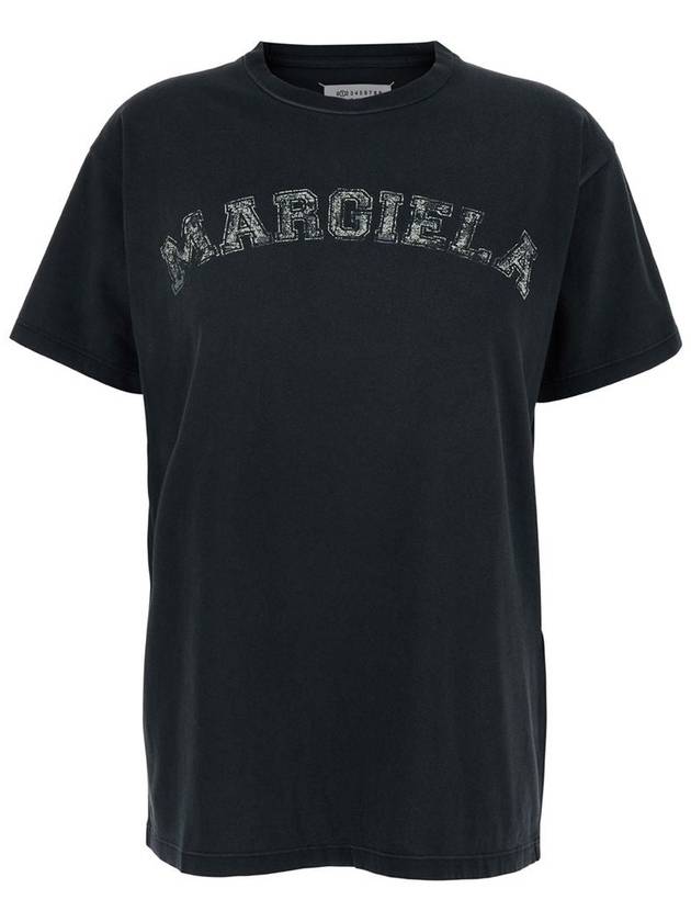 Logo Print Cotton Short Sleeve T-Shirt Black - MAISON MARGIELA - BALAAN 2