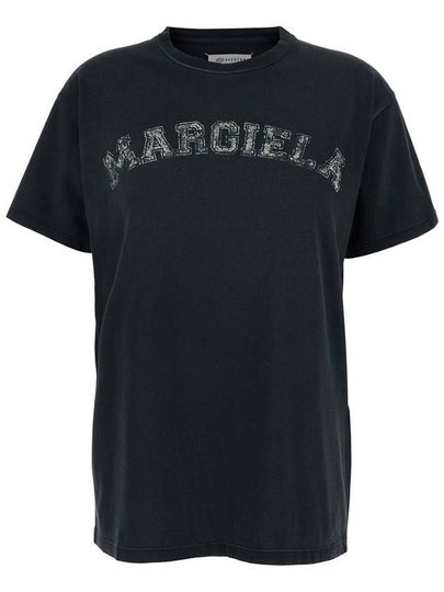 Logo Print Cotton Short Sleeve T-Shirt Black - MAISON MARGIELA - BALAAN 2