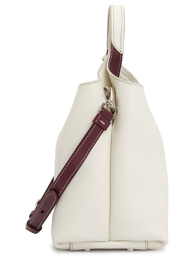 Logo Mini Leather Tote Bag White - TOD'S - BALAAN 4