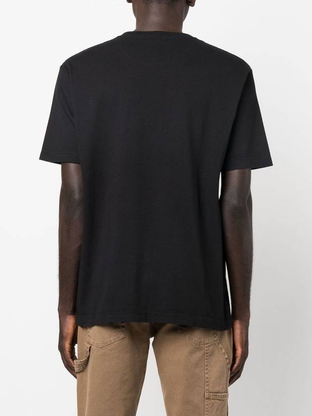 Men's Embroidered Logo Short Sleeve T-Shirt Black - STONE ISLAND - BALAAN 4