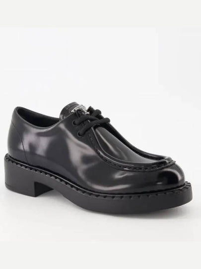 Triangle Logo Lace-Up Leather Derby Black - PRADA - BALAAN 2