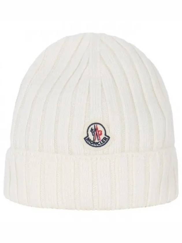 Kids Logo Patch Beanie Ivory 3B00002 M1131 030 1120570 - MONCLER - BALAAN 1