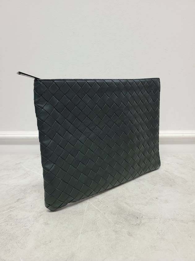 Dark green intrecciato half zip clutch bag - BOTTEGA VENETA - BALAAN 3