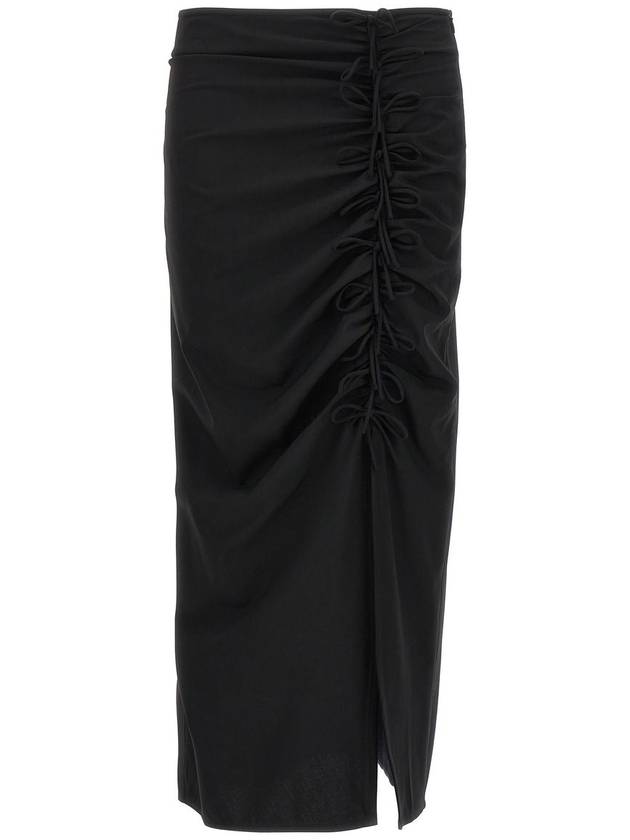 Drapey Midi H-Line Skirt Black - GANNI - BALAAN 2