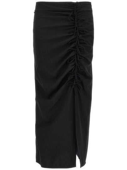 Drapey Midi H-Line Skirt Black - GANNI - BALAAN 2