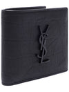 Men's Monogram Crocodile Leather Half Wallet Black - SAINT LAURENT - BALAAN 4