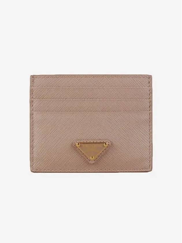 Saffiano Triangle Logo Card Wallet Beige Pink - PRADA - BALAAN 2