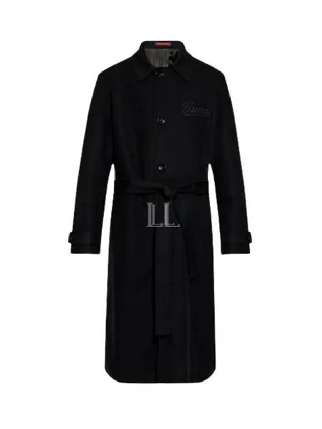 Logo Patch Wool Single Coat Black - GUCCI - BALAAN 2