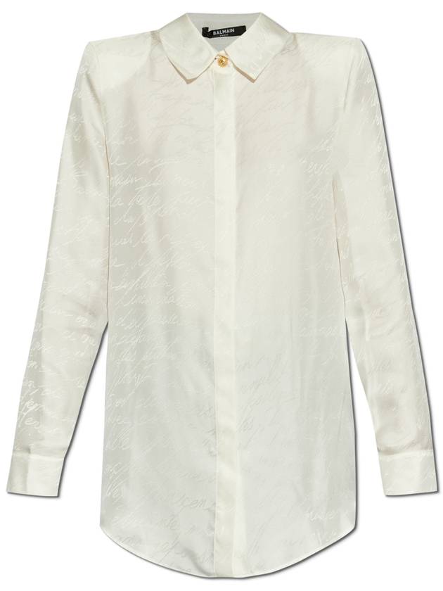 Balmain Satin Shirt With Monogram, Women's, White - BALMAIN - BALAAN 1