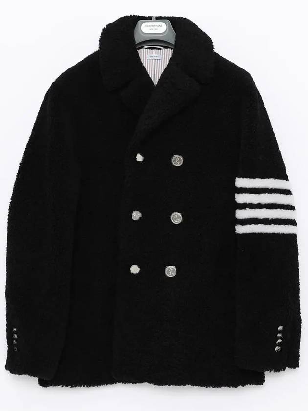 Men's 4 Bar Unconstructed Classic Shearling Double Coat Black - THOM BROWNE - BALAAN 4