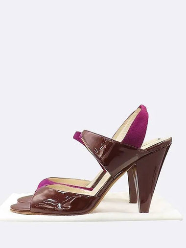 Brown Purple Suede Patent Leather Women s Open Toe Shoes 240MM - DIOR - BALAAN 1