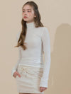 Wool High Neck Long Sleeve T-Shirt Ivory - ETRE AU SOMMET - BALAAN 5