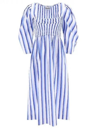 Striped gathering dress 270550 - GANNI - BALAAN 1