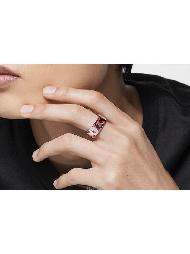 LV Mosaic Ring Silver Orange - LOUIS VUITTON - BALAAN 3