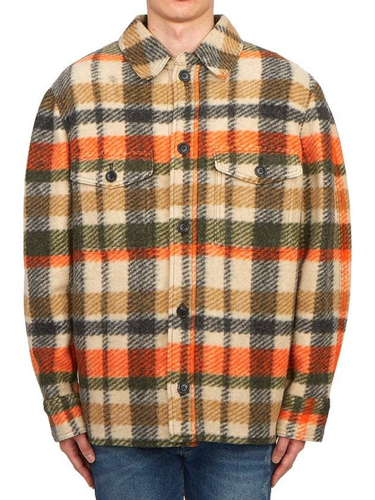 Kervon Check Oversized Shirt Jacket Orange - ISABEL MARANT - BALAAN 2