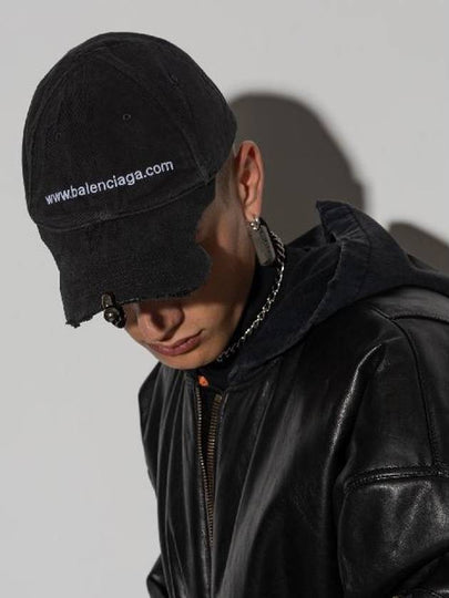 Front Piercing Wash Cotton Ball Cap Black Faded - BALENCIAGA - BALAAN 2