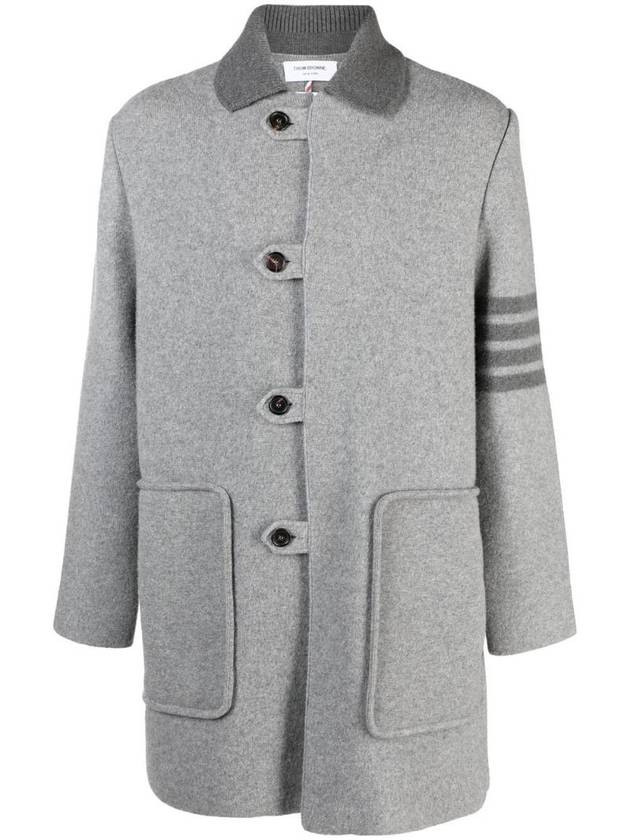 Striped Trim Detail Single Coat Grey - THOM BROWNE - BALAAN 1