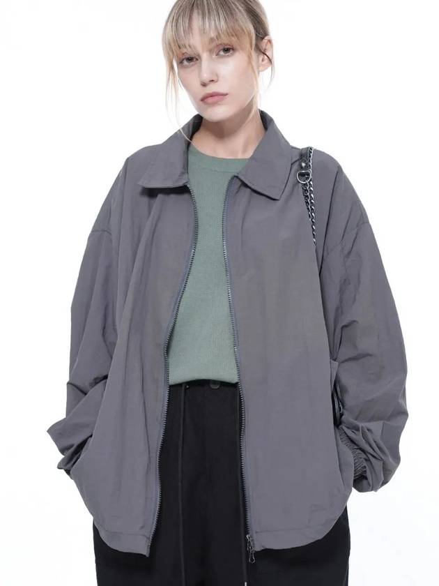 Women s SCWJ CH Seersucker Collar Windbreaker Jumper Charcoal - CHANCE'S NOI - BALAAN 3