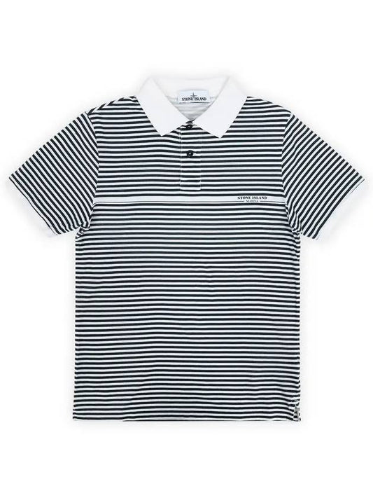 Stone Stripe Polo Shirt White Navy - STONE ISLAND - BALAAN 1