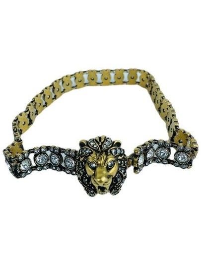 Gold Crystal Lion Head Choker - GUCCI - BALAAN 2