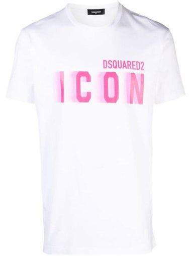 short sleeve t-shirt S79GC0082 S23009 967X WHITE PINK FLUO - DSQUARED2 - BALAAN 1