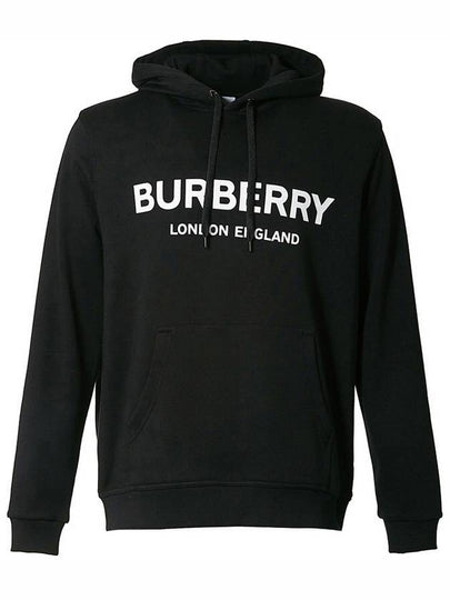 Logo Print Cotton Hoodie Black - BURBERRY - BALAAN 2