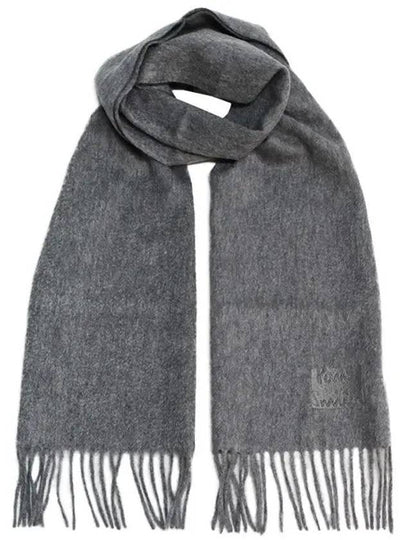 Tonal Embroidered Logo Cashmere Scarf Grey - PAUL SMITH - BALAAN 2