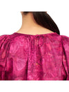 Women's Flower Motif Puff Sleeve Cotton Blouse Pink - VANESSA BRUNO - BALAAN 8