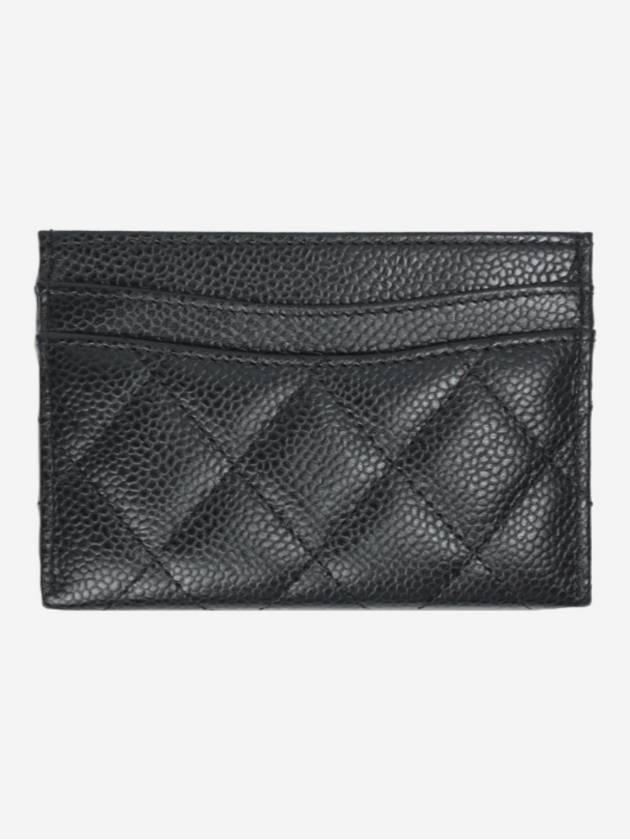 Gold CC Logo Caviar Card Wallet Black - CHANEL - BALAAN 4