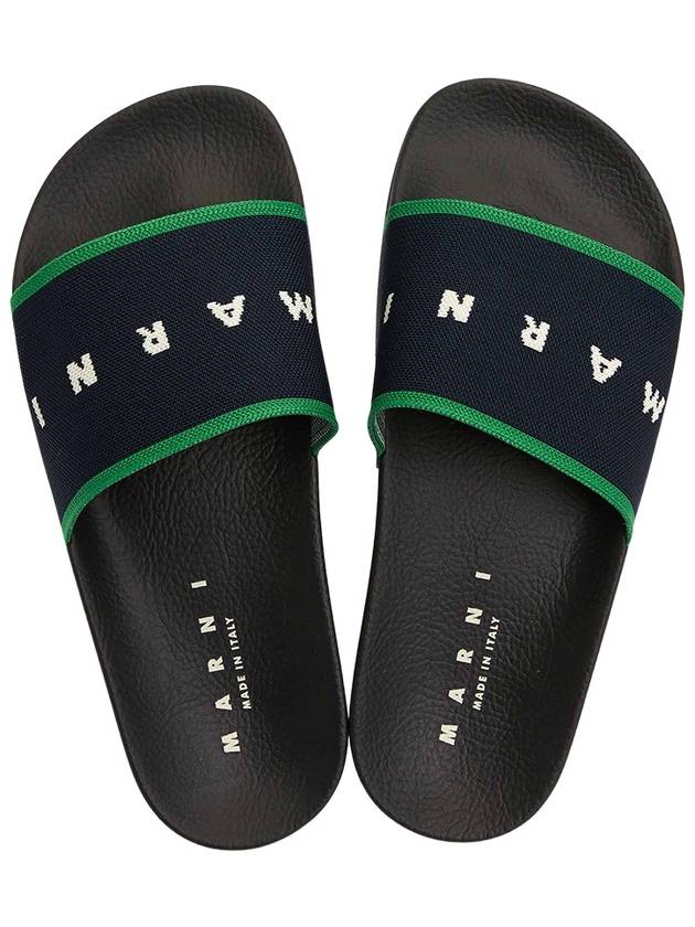 Stretch Logo Jacquard Slippers Green - MARNI - BALAAN 3