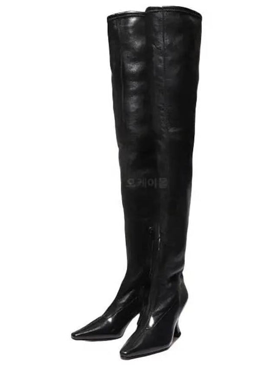 Almond Nappa Leather Heel Long Boots Black - BOTTEGA VENETA - BALAAN 2