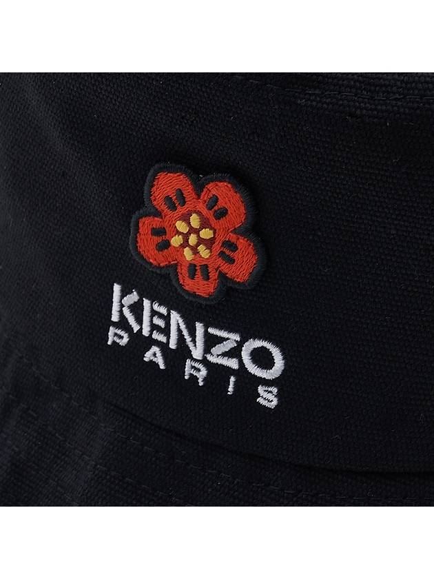Flower Logo Bucket Hat Black - KENZO - BALAAN.