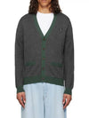 Bold Fox Head Patch Two-Tone Cardigan Grey - MAISON KITSUNE - BALAAN 2