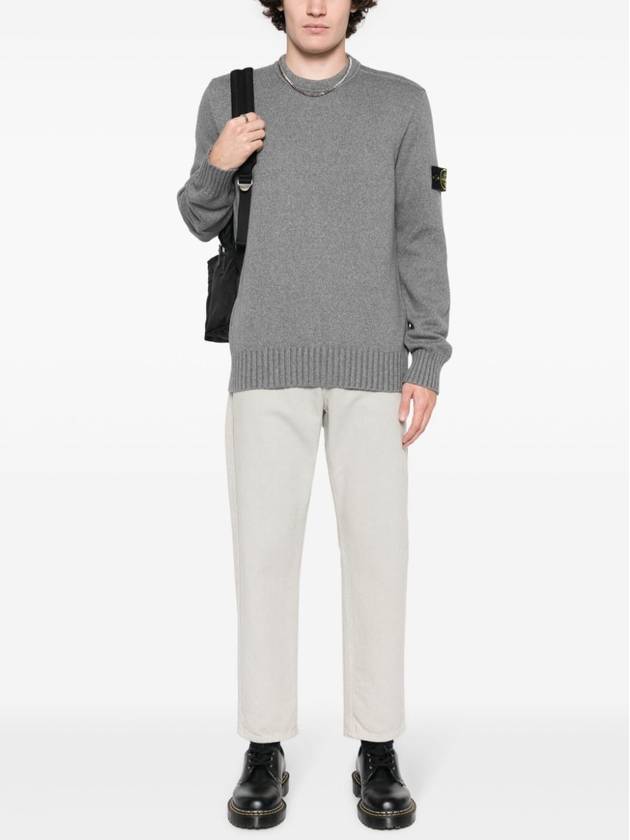 Logo Patch Knit Top Grey - STONE ISLAND - BALAAN 4