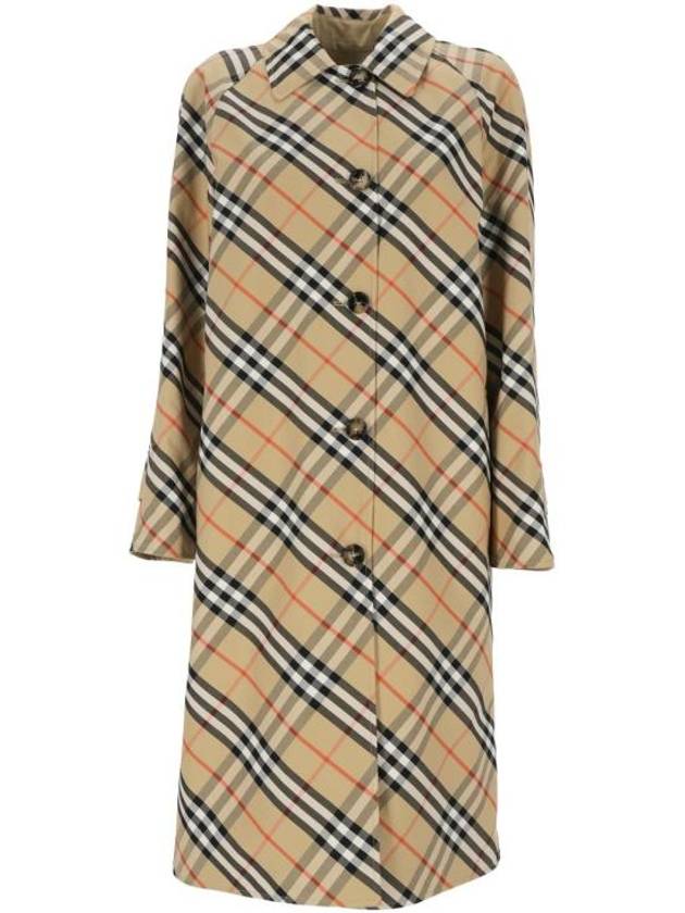 Check Reversible Long Gabadin Car Single Coat Beige - BURBERRY - BALAAN 1