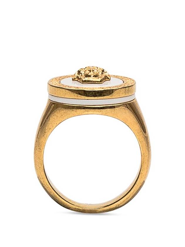 Men's Enamel Medusa Ring Gold White - VERSACE - BALAAN 3