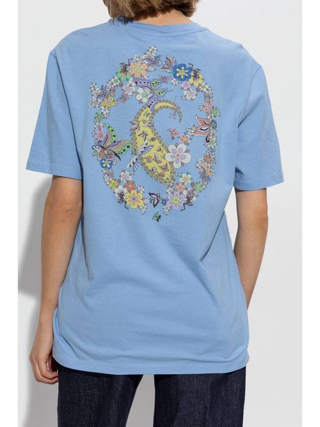 Etro T-shirt With Embroidered Logo, Women's, Blue - ETRO - BALAAN 4