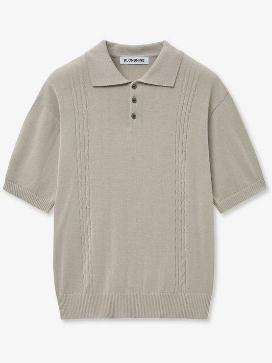 Soft cable collar short sleeve knit_beige - BLONDNINE - BALAAN 1