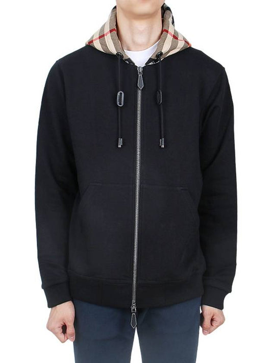 Check Hood Cotton Zip Up Hoodie Black Archive Beige - BURBERRY - BALAAN 2