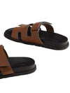 Chypre H Logo Calfskin Sandals Brown - HERMES - BALAAN 4