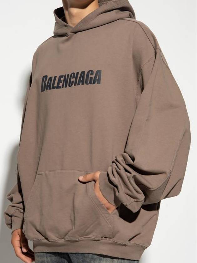 Destroyed Oversized Hoodie Brown - BALENCIAGA - BALAAN 5