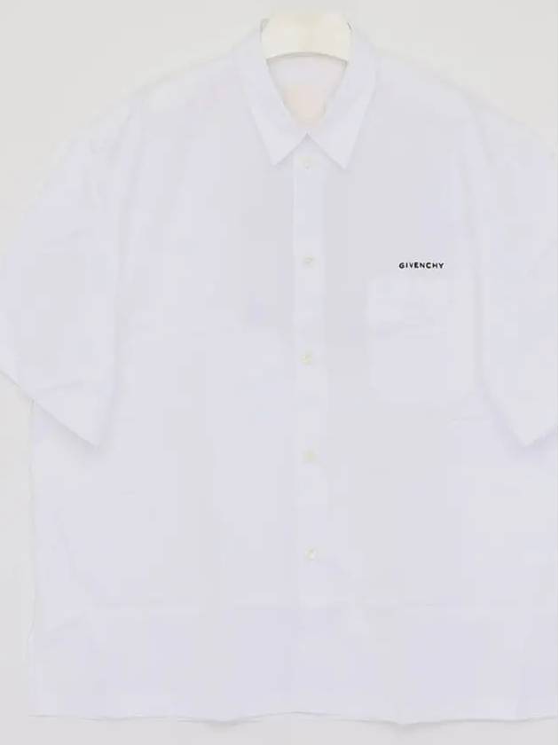 Spread Collar Cotton Short Sleeve Shirt White - GIVENCHY - BALAAN 3