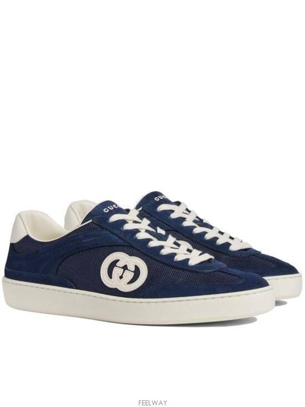 Interlocking G Suede Low-Top Sneakers Blue - GUCCI - BALAAN 5