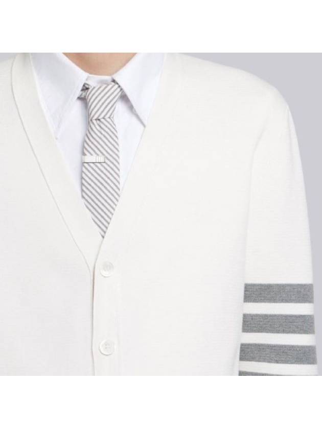 Milano Stitch 4 Bar Cardigan White - THOM BROWNE - BALAAN 5