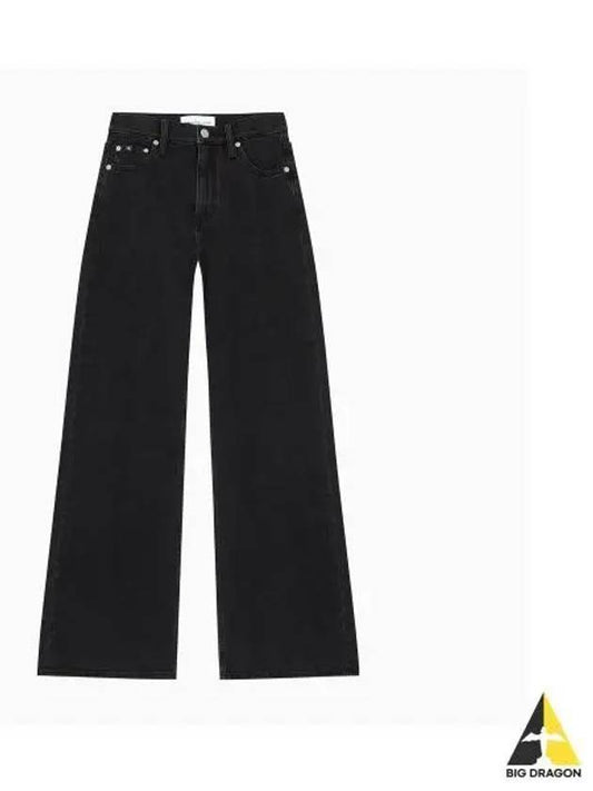 JEANS Women s Black High Rise Wide Fit Denim J223389 1BY - CALVIN KLEIN - BALAAN 1