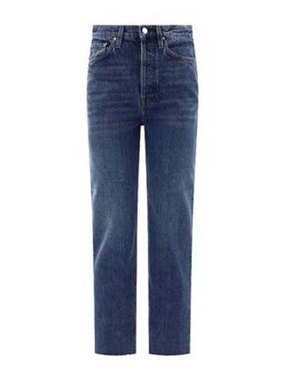 High Waist Cropped Straight Jeans Blue - TOTEME - BALAAN 2