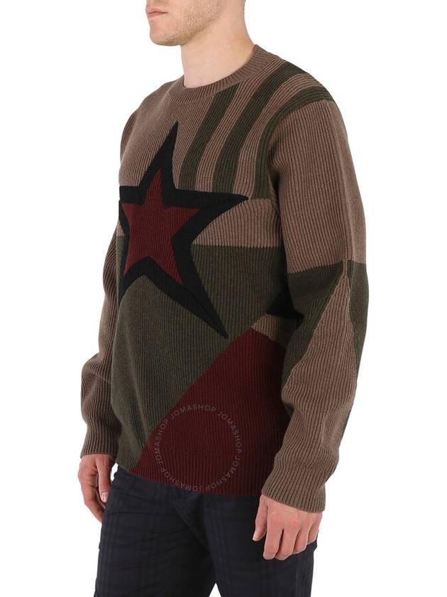 Burberry Men's Khaki Star Intarsia Wool Sweater Size Small - BURBERRY - BALAAN 2