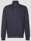 Stand Collar Half Zip-Up Cotton Knit Top Blue - HUGO BOSS - BALAAN 2